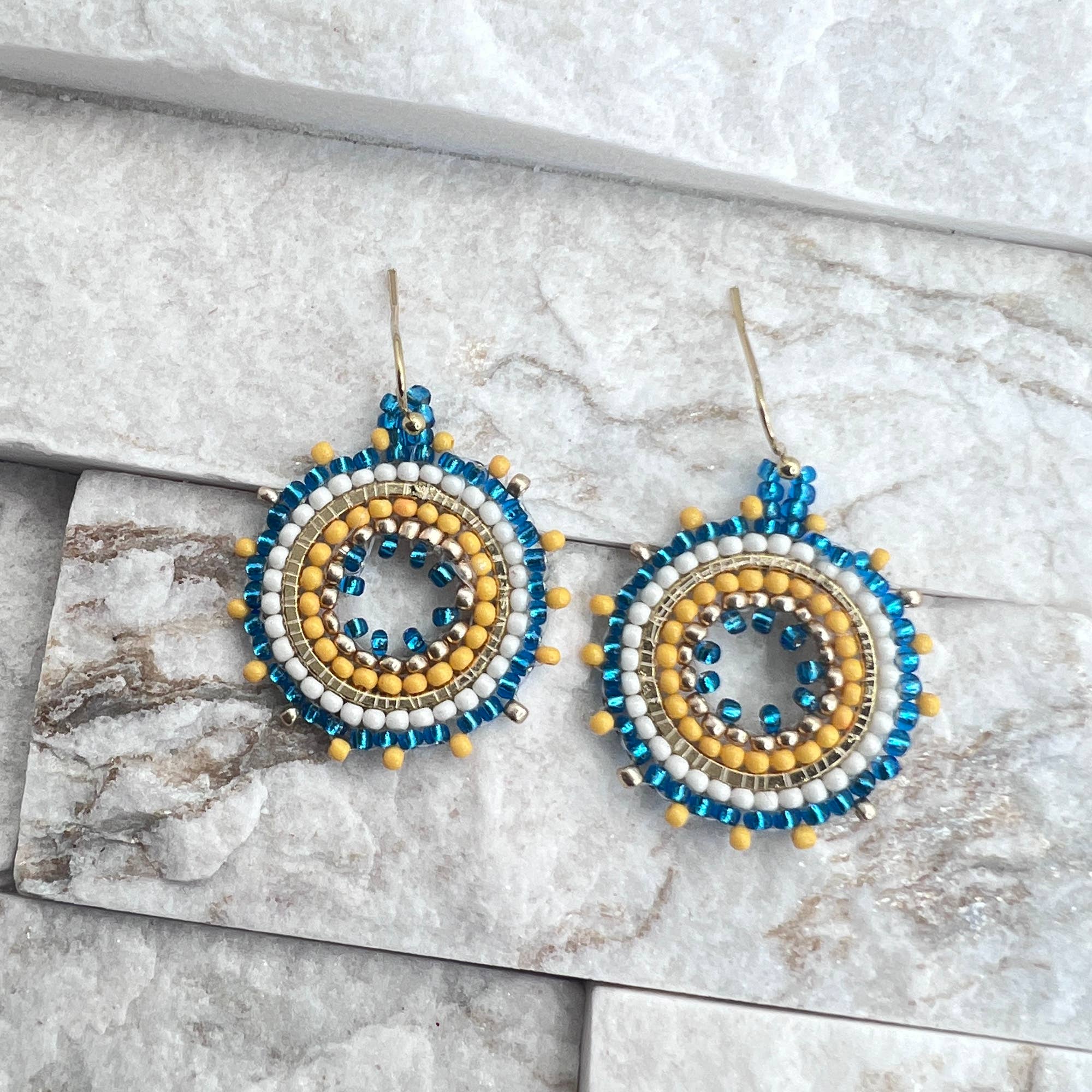 Seed Bead Mandala Hoop Earrings- Multiple Color Styles