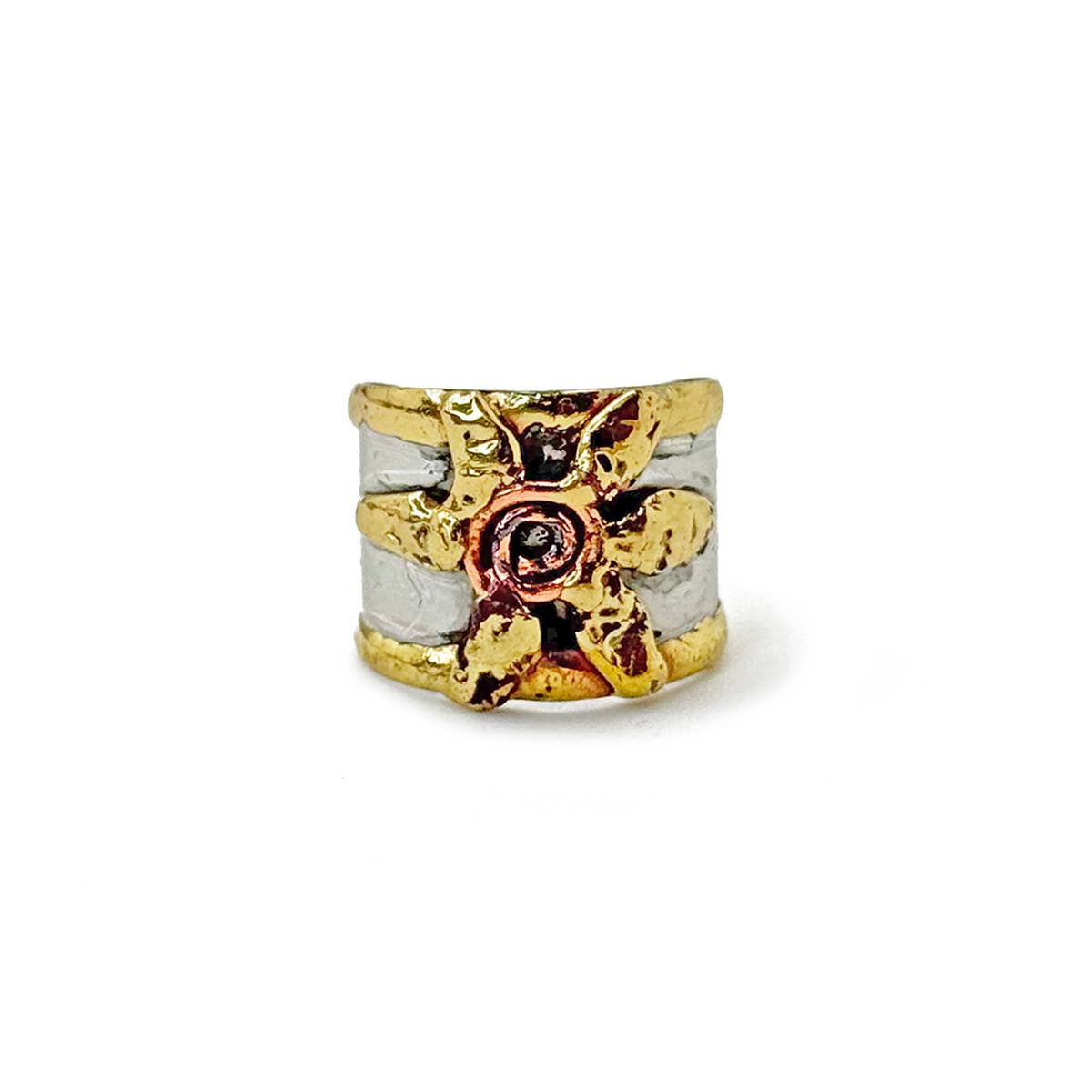 Handcrafted Mixed Metal Flower Ring