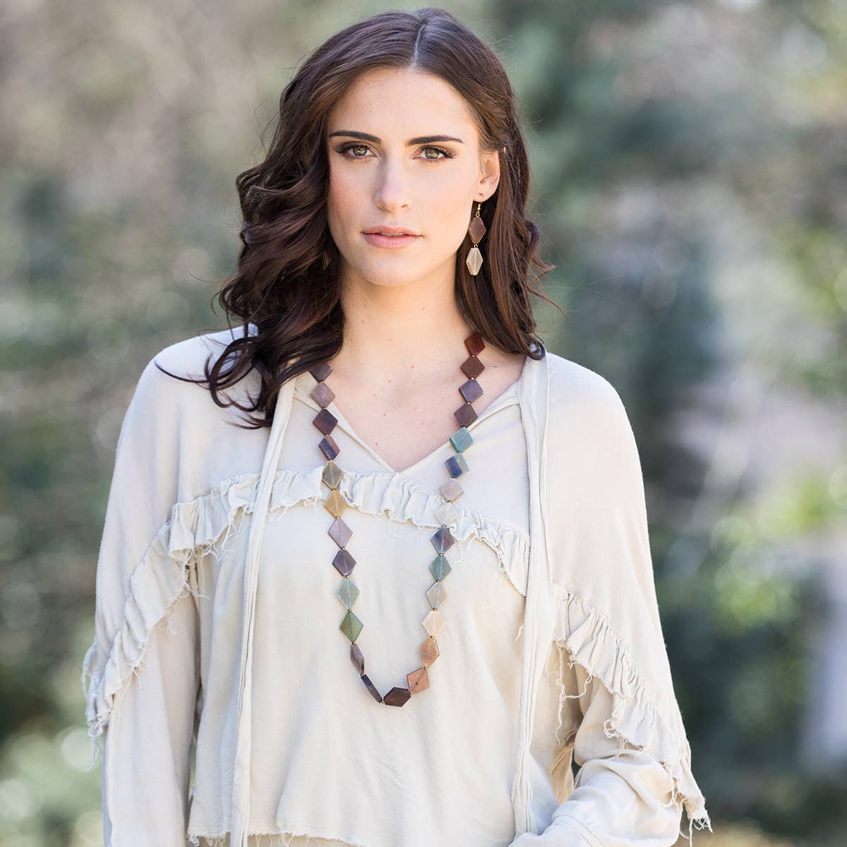 Omala Natural Beige Collection Necklace - Diamond Beads