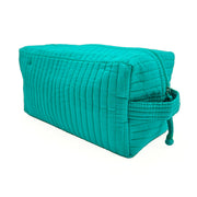 Aviva Collection - Quilted Solid Cotton Cosmetic Bag - Teal
