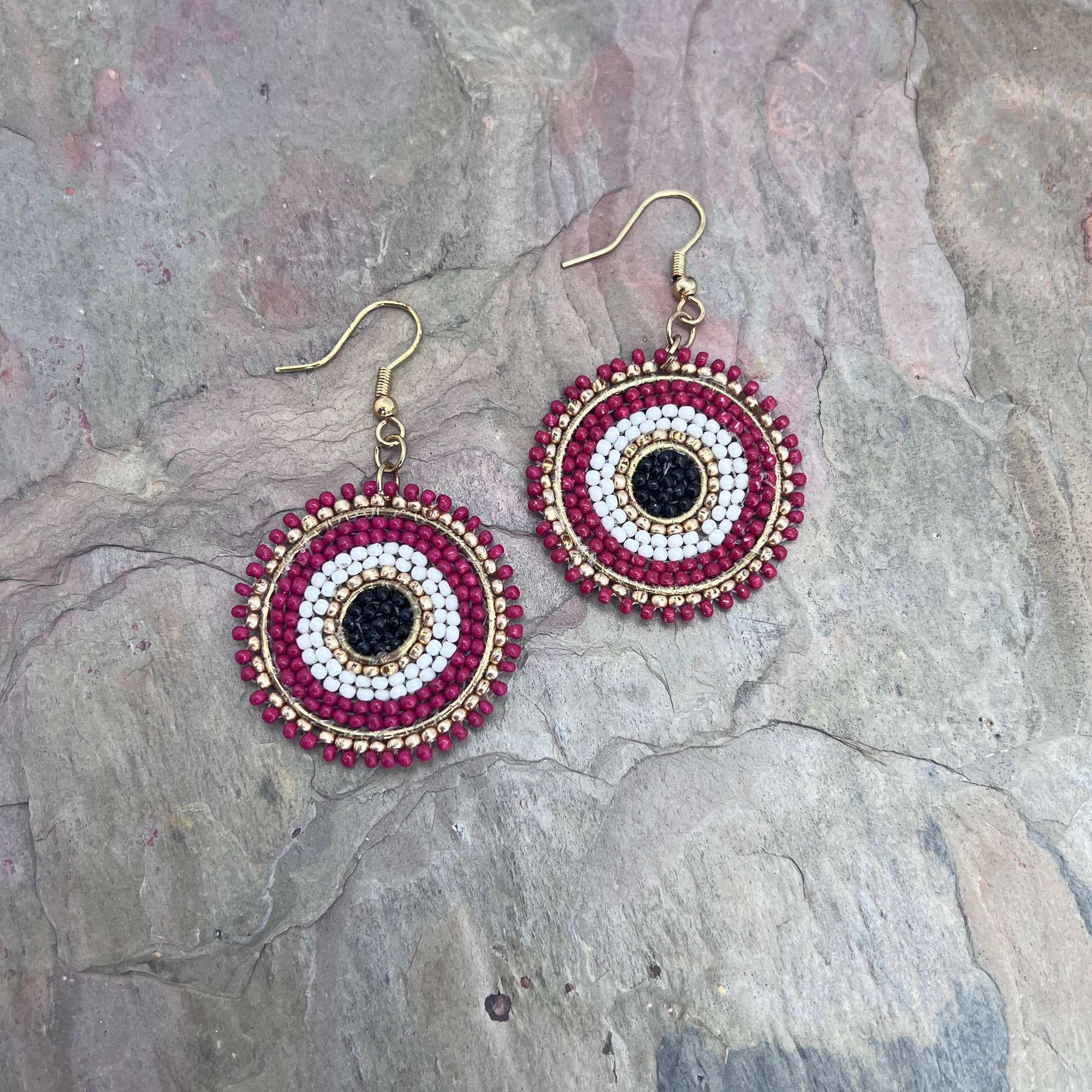 Seed Bead Color Circle Earrings - Multiple Color Styles