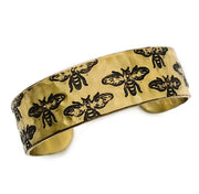 Bees Brass Engraved Cuff Bracelet