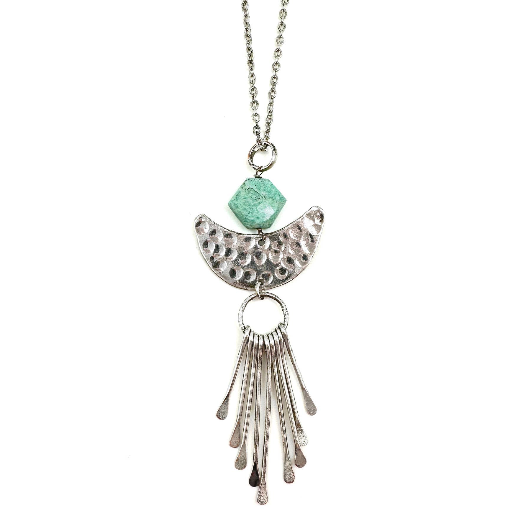 Banjara Collection Necklace - Amazonite, Silver Crescent