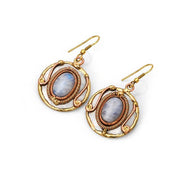 Mixed Metal and Rainbow Moonstone Stone Earrings