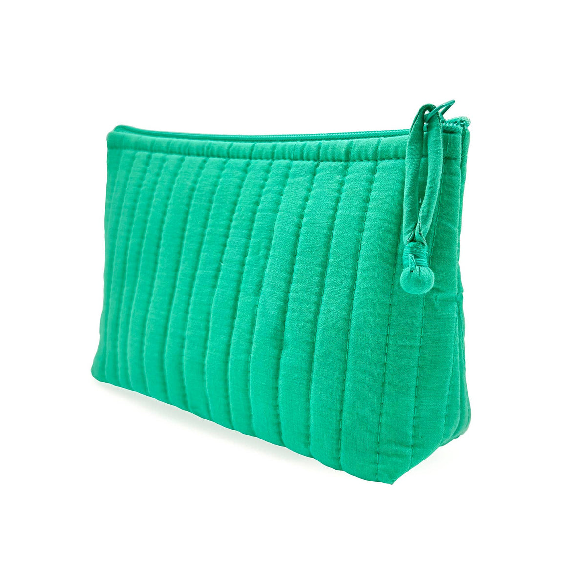 Aviva Collection - Quilted Solid Cotton Travel Pouch - Green