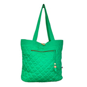 Aviva Collection - Quilted Solid Cotton Shopper Tote - Green