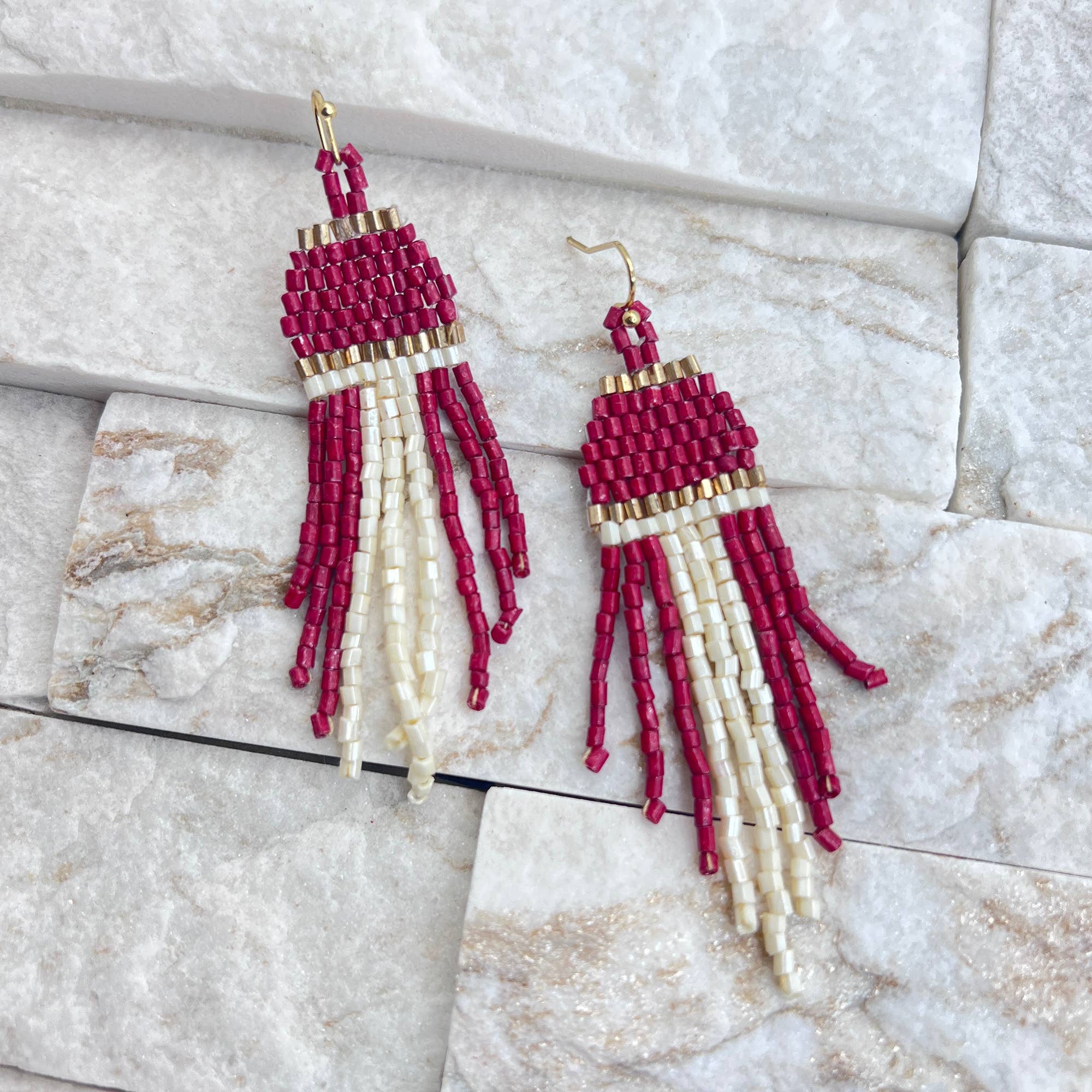 Seed Bead Waterfall Earrings - Multiple Color Styles