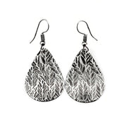 Herringbone Silver Engraved Earrings
