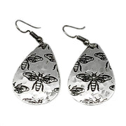 Bees Silver Engraved Earrings