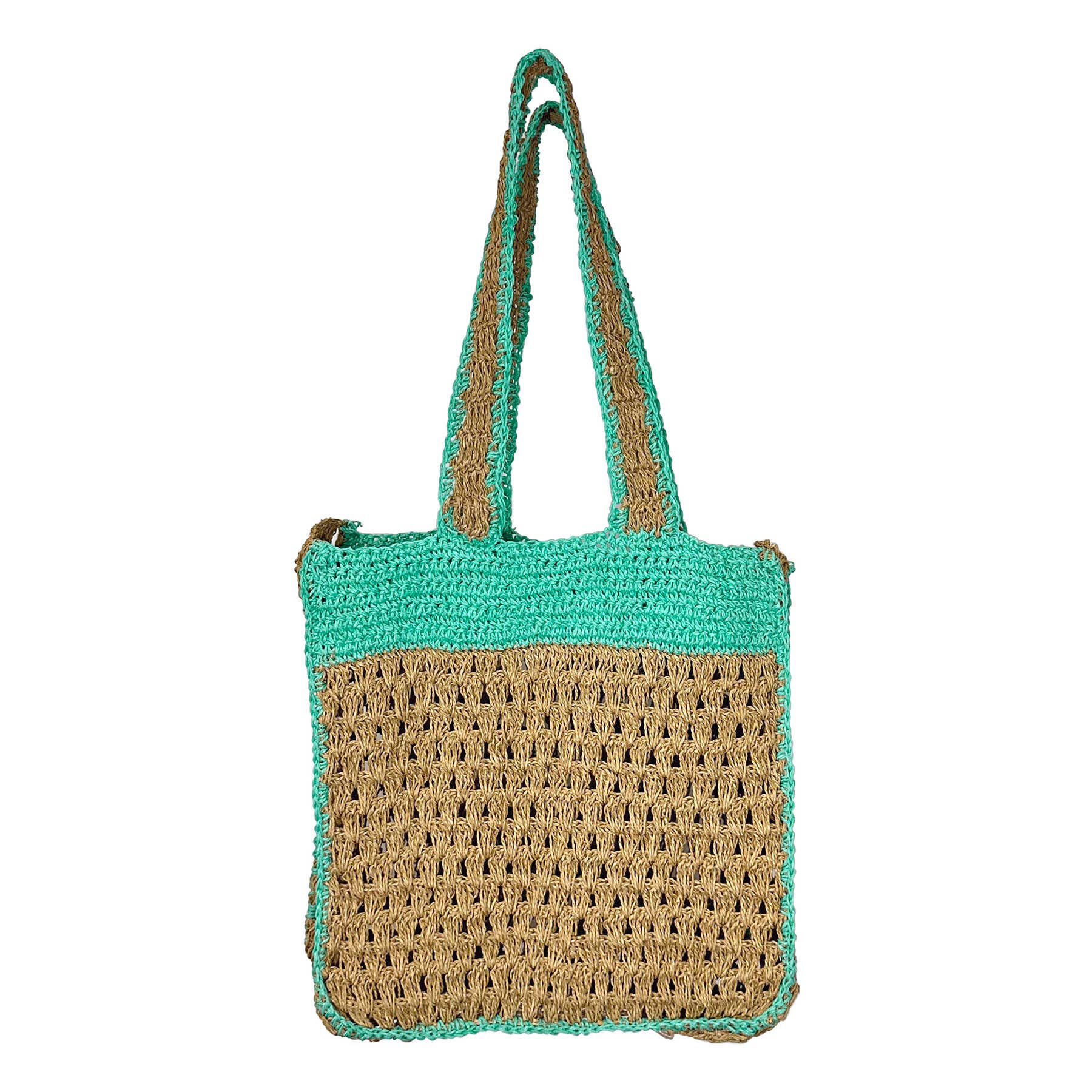 Mirasol Woven Jute Shoulder Bag - Turquoise