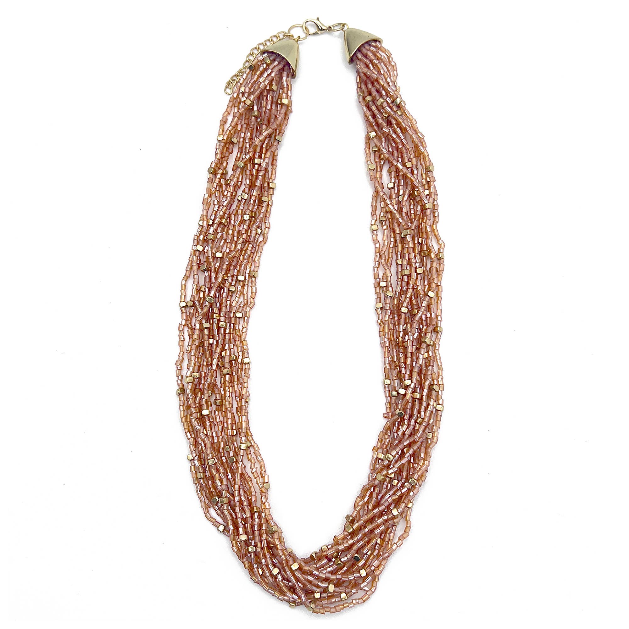 Seed Bead Multi-Strand Bib Necklace - Multiple Color Styles