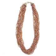 Seed Bead Multi-Strand Bib Necklace - Blush