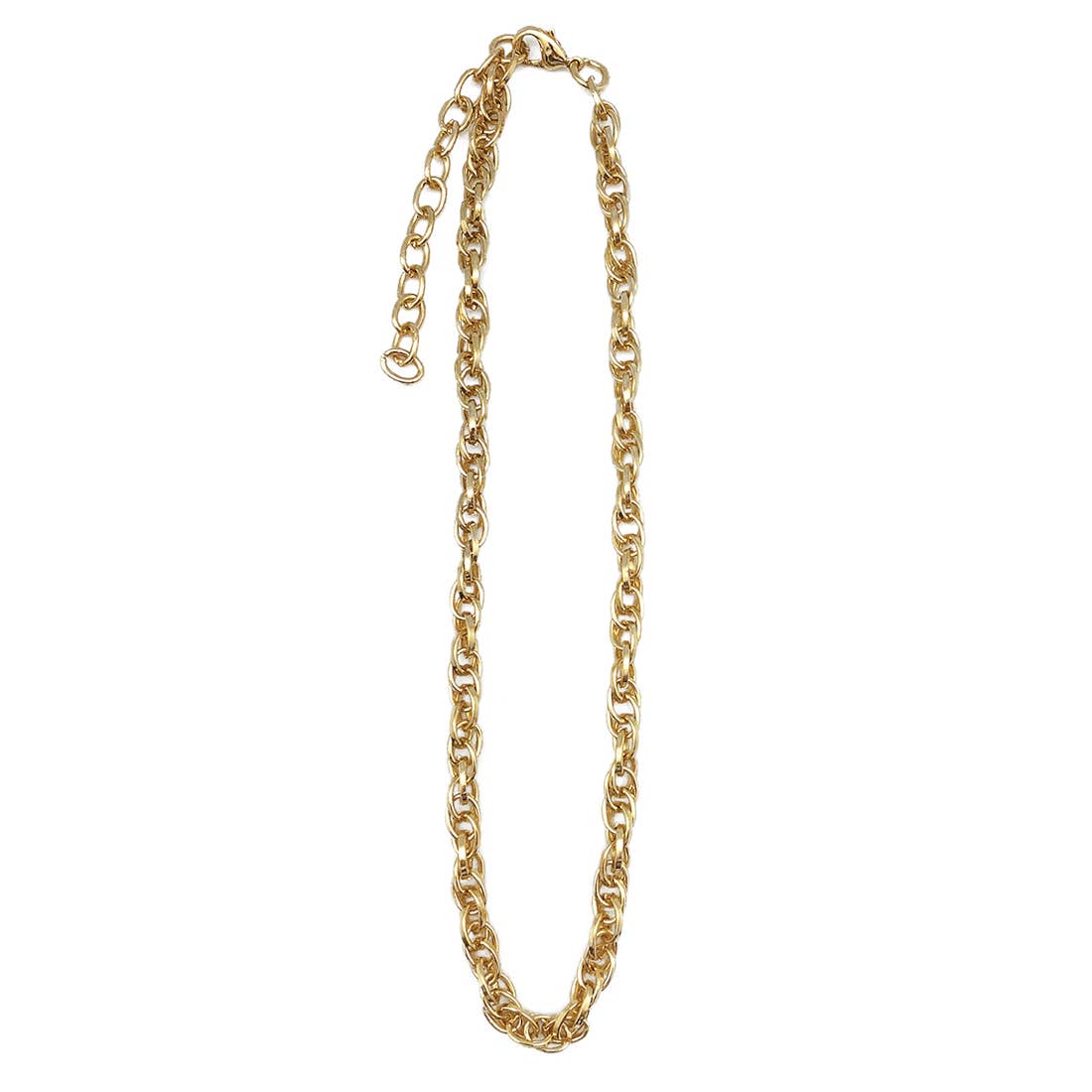 Brass Chain-Link Necklace - Wide Links Short Chain
