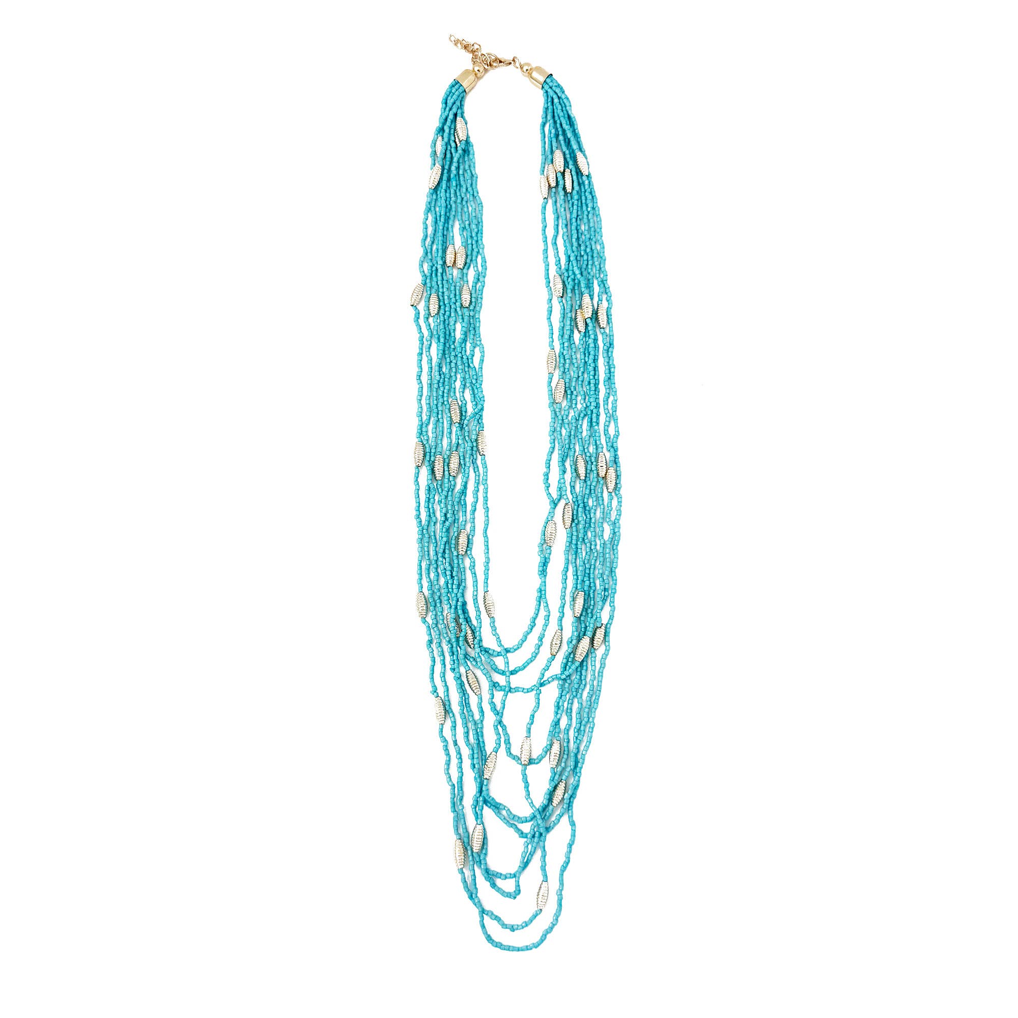 Seed Bead Multi-Strand Necklace - Sky Blue