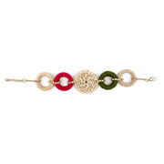 Sachi Bold Whimsy Collection Bracelet - Pink, Green, Rattan