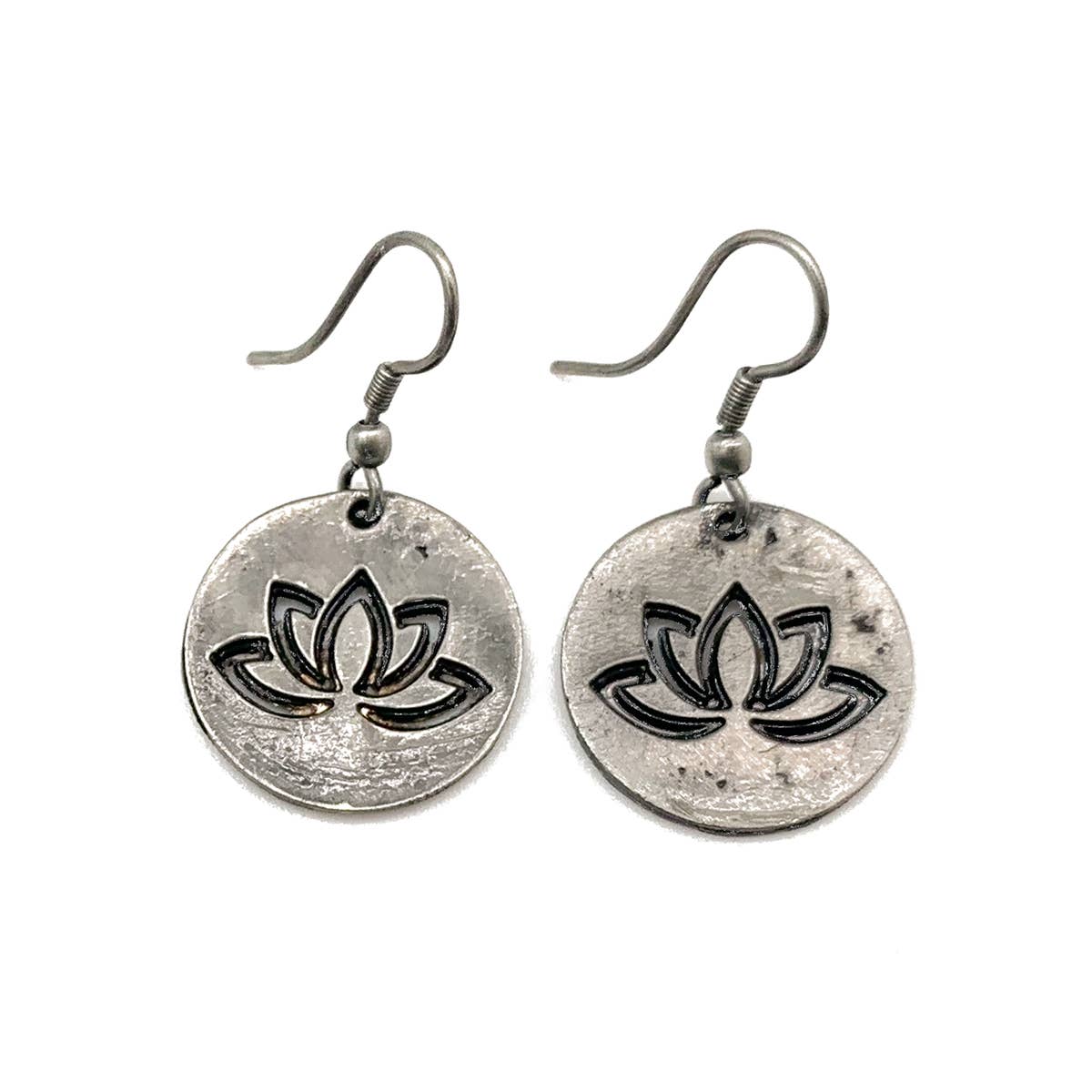 Pewter Earrings - Lotus