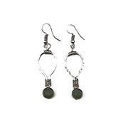Handcrafted Antique Silver Loop with Aventurine Earrings