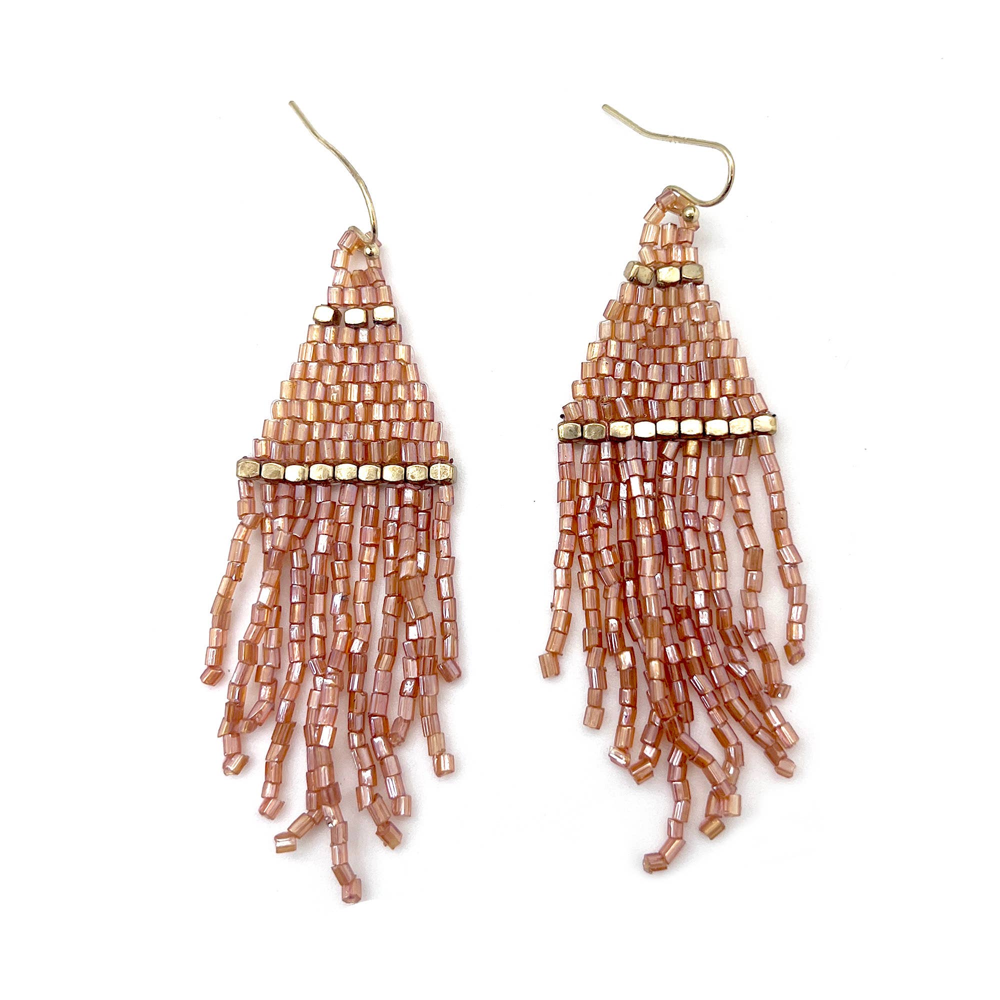 Seedbead Tapered Fringe Earrings - Multiple Color Styles