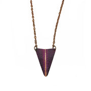 Copper Patina Necklace -  Half Circles Triangle Pendant