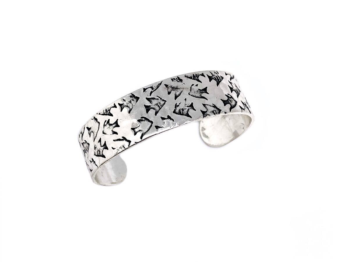 Angelfish Silver Engraved Cuff Bracelet