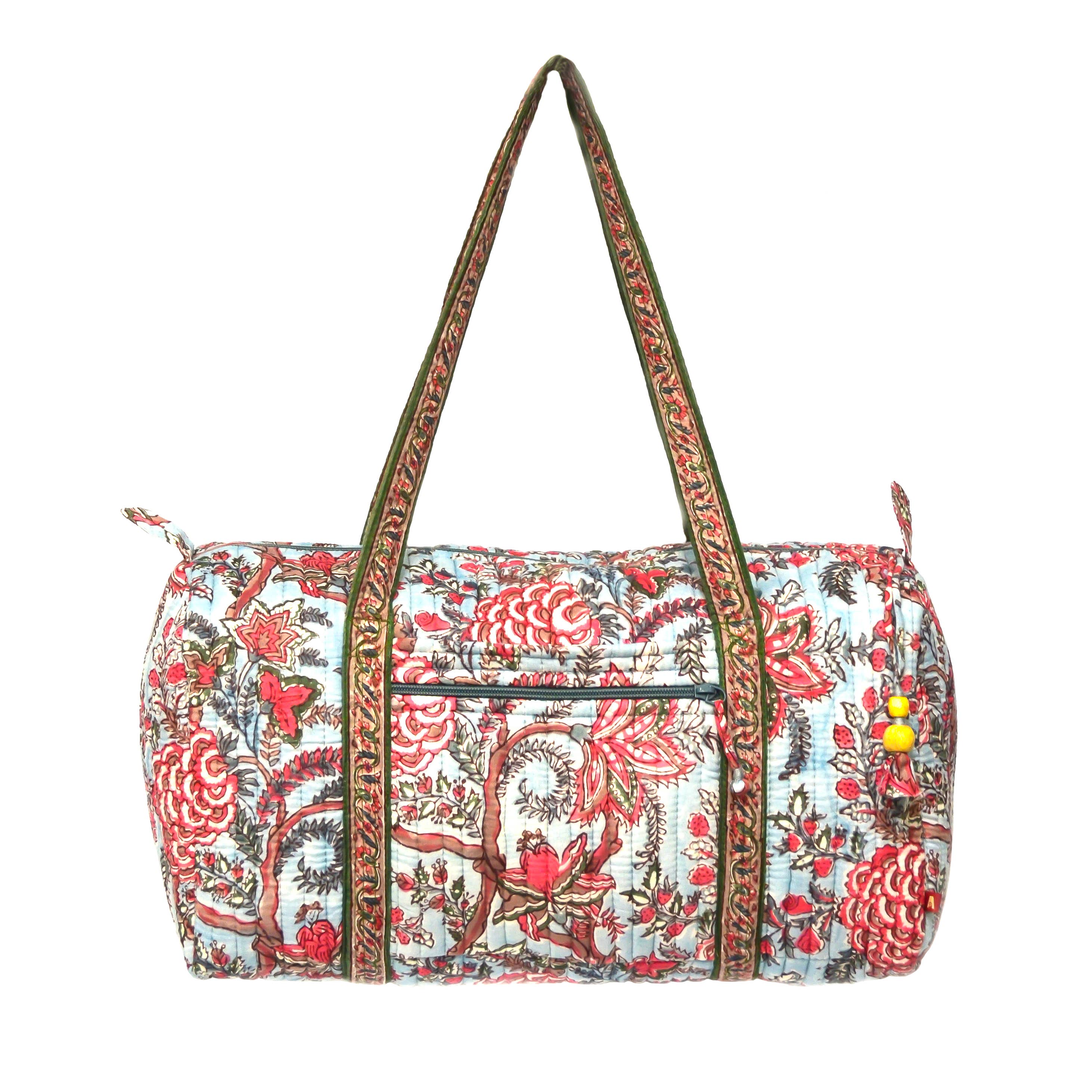 Peony Bloom XL Duffle Bag - Block Printed Organic Cotton