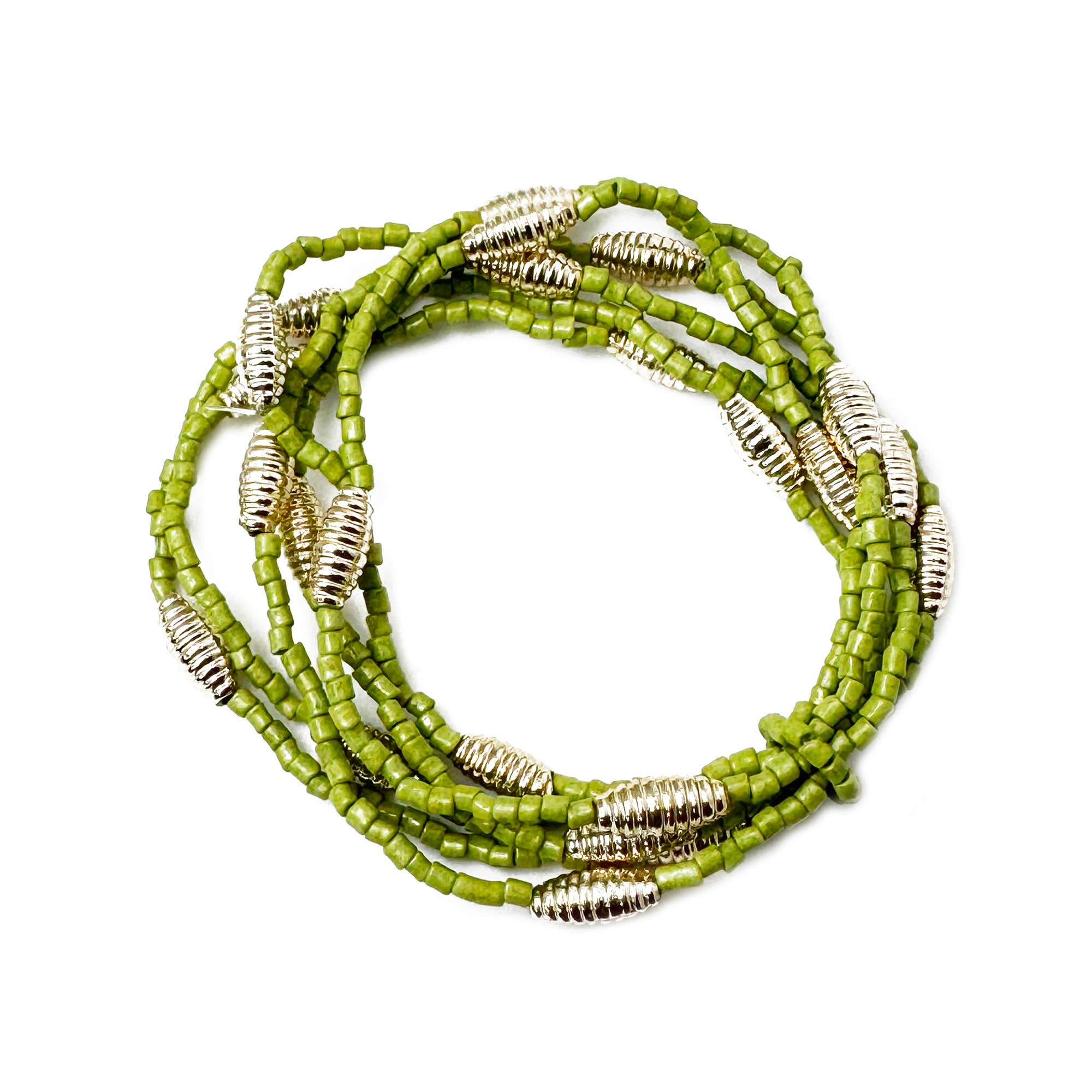 Seed Bead Stretch Bracelet - Olive Green