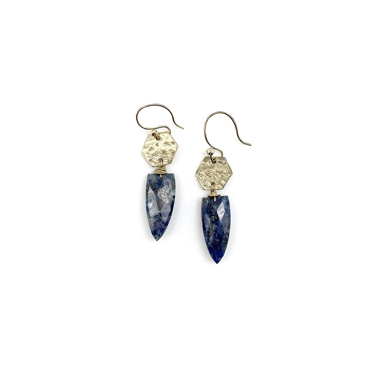 Akriti Gold and Large Faceted Sodalite Earrings