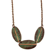 Copper Patina Necklace - Tropical Green Leaf
