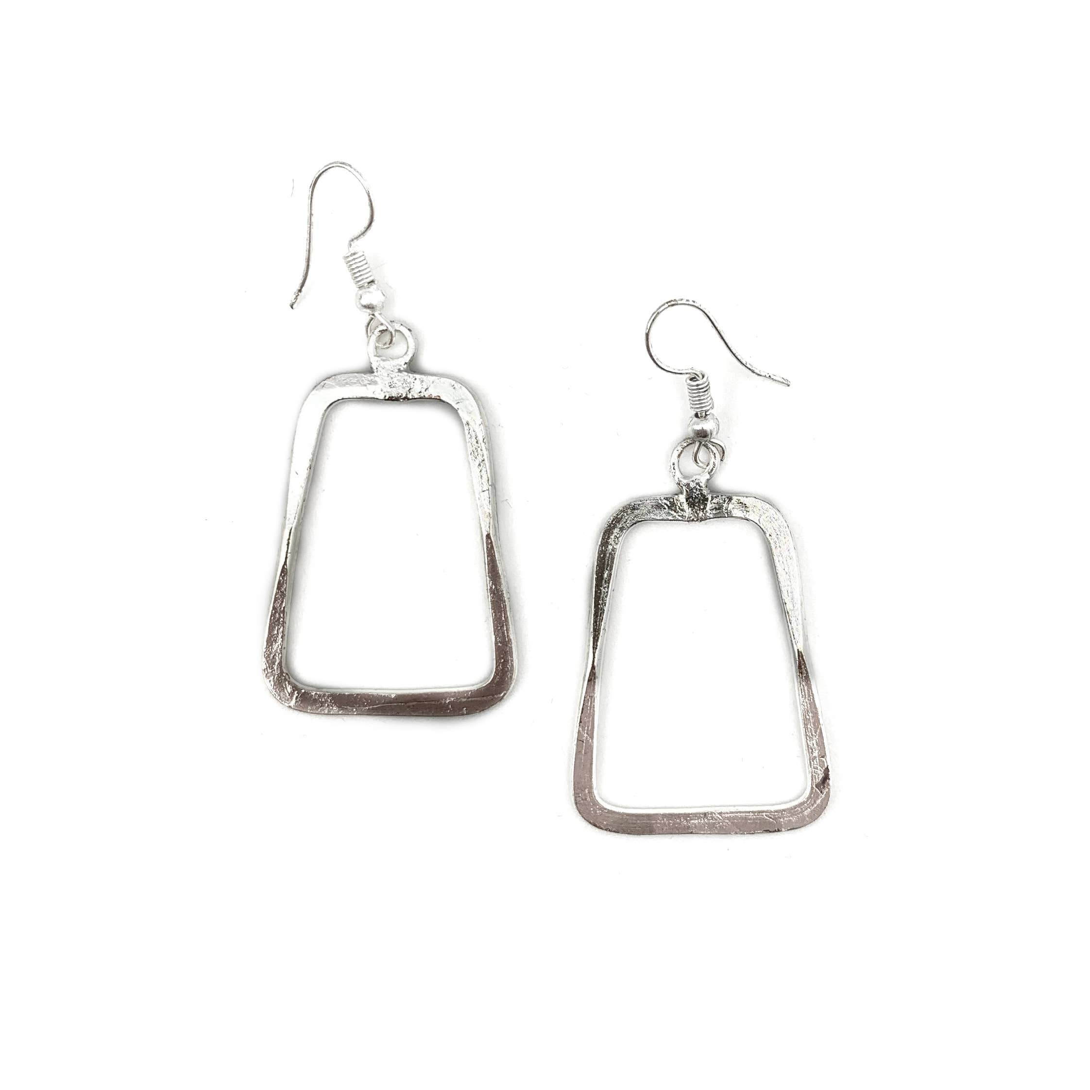 Silver Plated Earrings - Silver Trapezoid