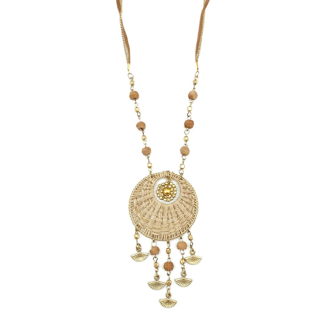 Sachi Bohemian Neutrals Collection Necklace - Beaded Tassel
