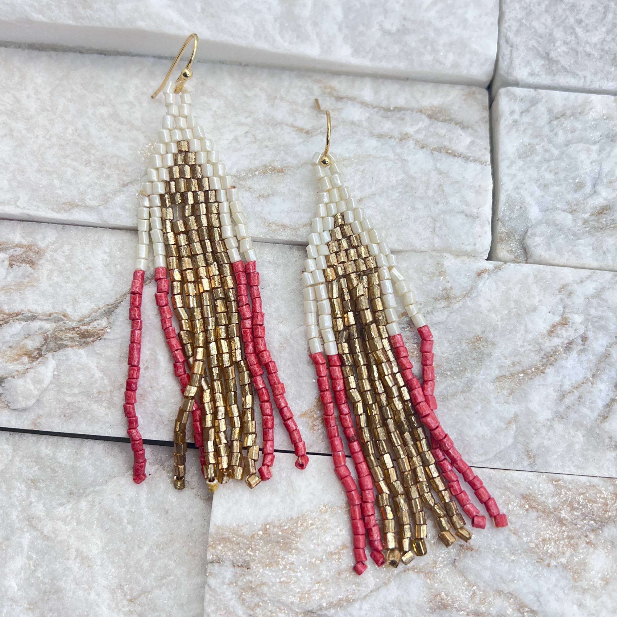 Seed Bead Cascades Earrings - Multiple Color Styles
