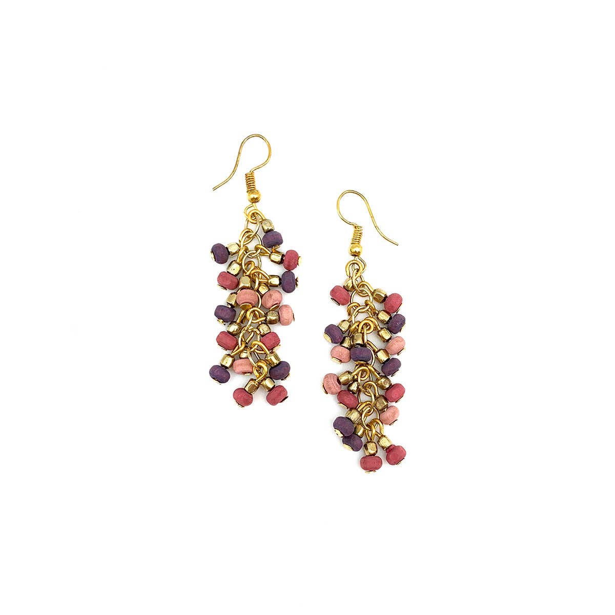 Sachi Mulberry Mix Collection Earrings - Mixed Beads Cluster