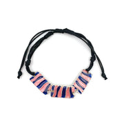 Pewter Bracelet with Color Enamel - Cobalt/Pink Rectangles