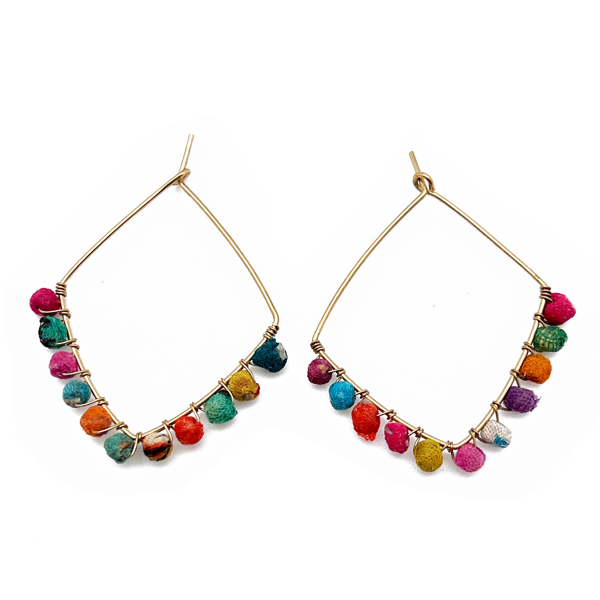 Aasha  kantha Large Diamond Hoop with Loop Closure Earrings