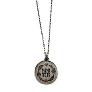Pewter Necklace - Mama Bear Text with Paws, Leaves, Hearts