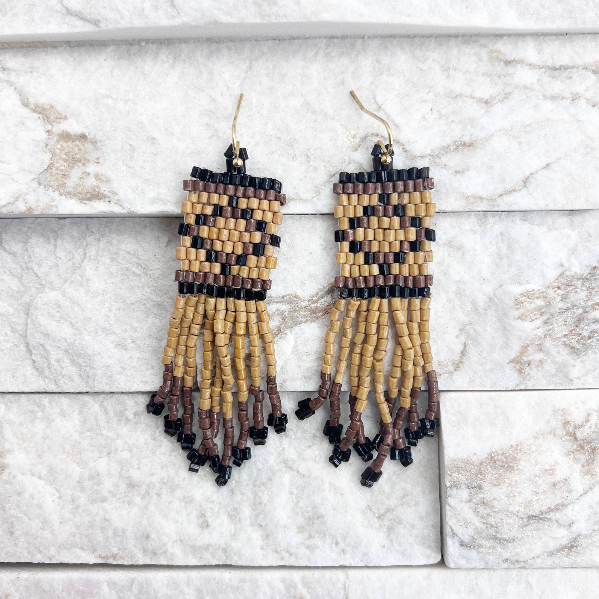 Seed Bead Tribal Fringe Earrings - Multiple Color Styles