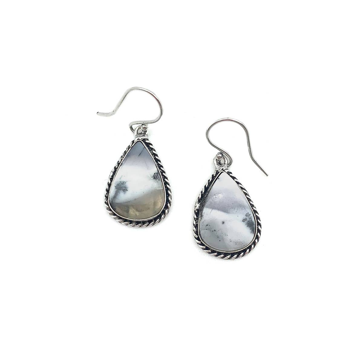 Handcrafted Semiprecious Stone Earrings - Dendritic Opal