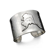 Silver Adjustable Cuff Bracelet - Alaska with Bear