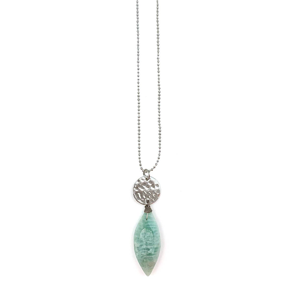Akriti Silver and Large Faceted Amazonite Necklace