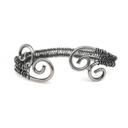 Basketweave Antique Silver Curved Ends Woven Cuff
