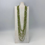 Seed Bead Multi-Strand Necklace - Olive Green