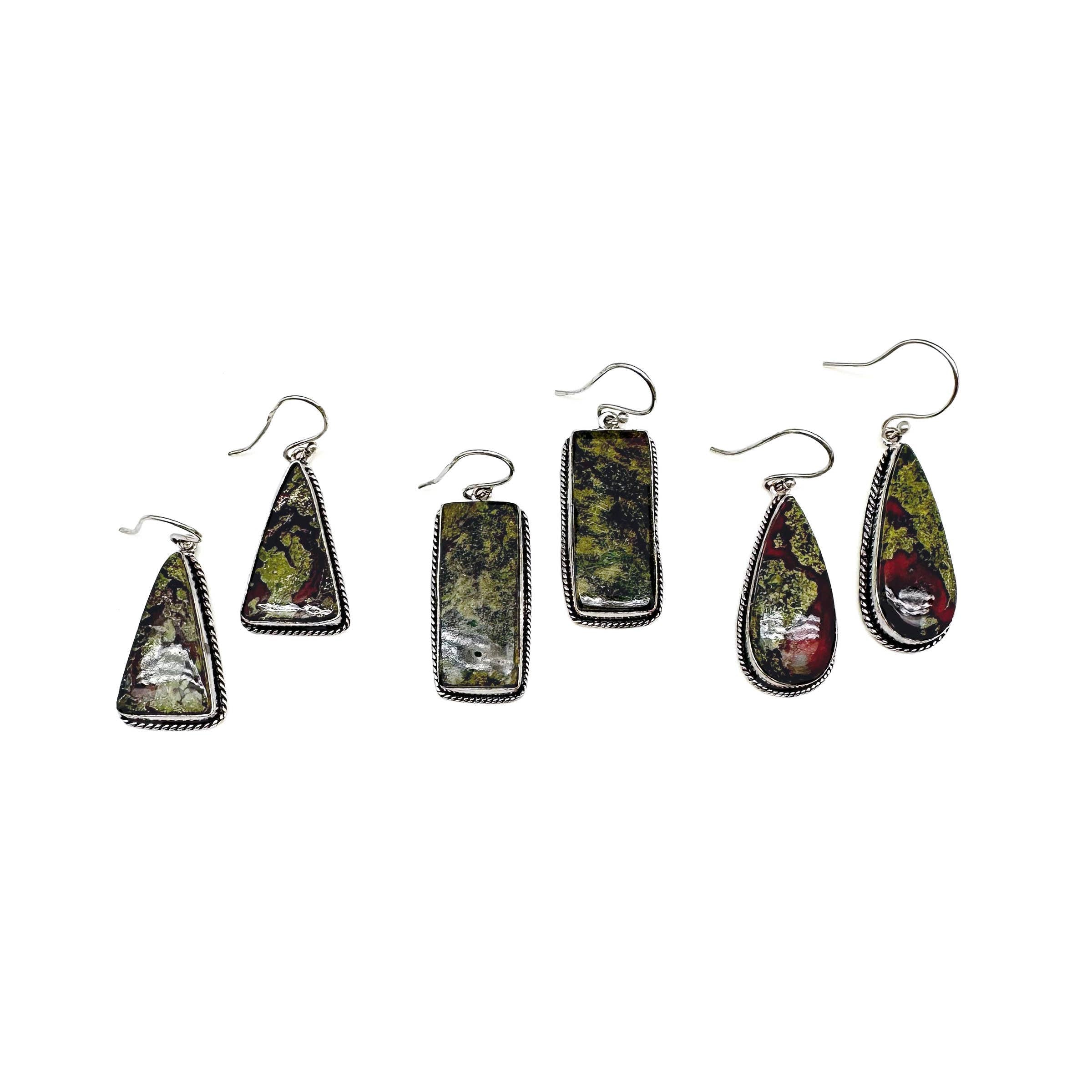 Handcrafted Kashi Semiprecious Stone Earrings - Dragon Stone