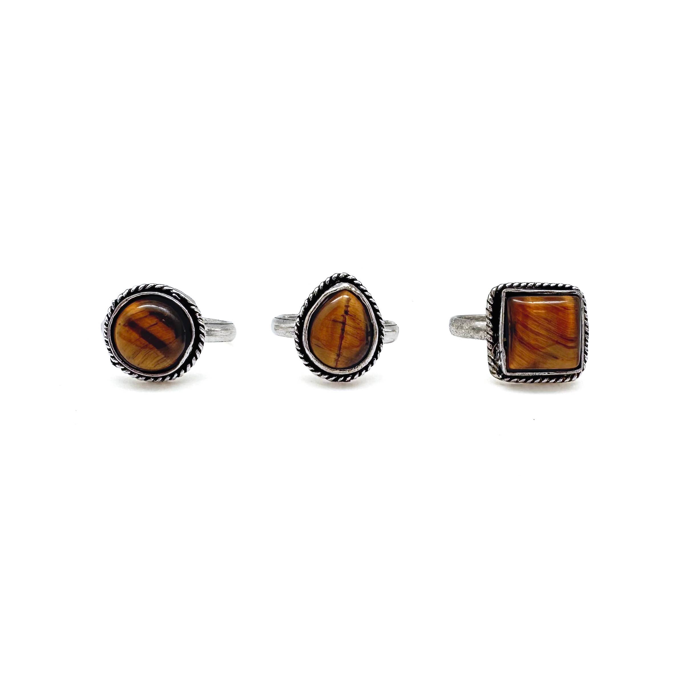 Kashi Semiprecious Small Stone Ring - Tigereye
