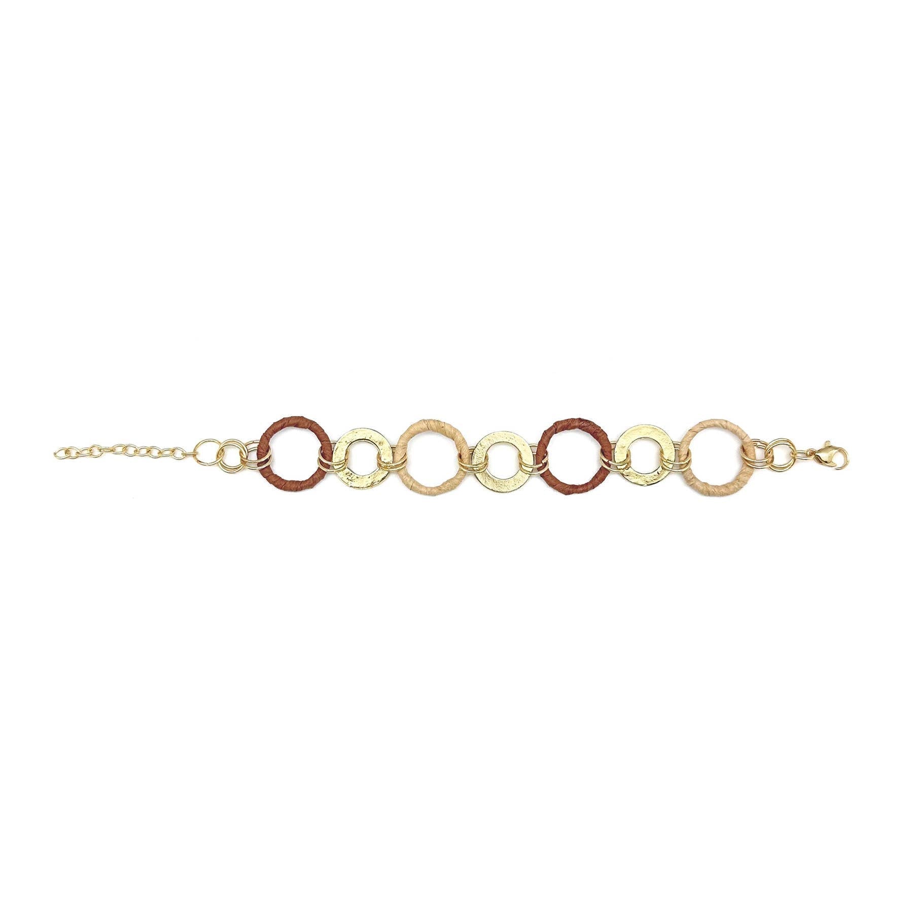 Sachi Raffia Rings Bracelet - Tan Large and Small Rings