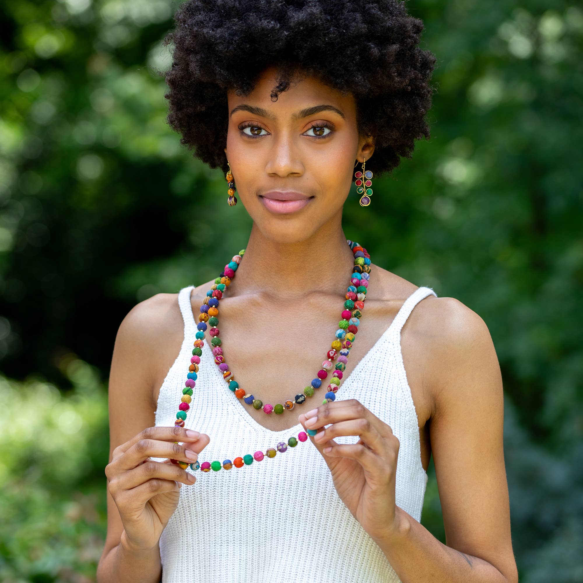 Aasha Beaded Wrap Layered Kantha Handcrafted Necklace