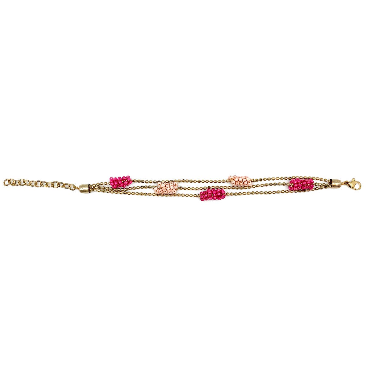 Sachi Cerise Collection Bracelet - Three Layer Beaded Tubes