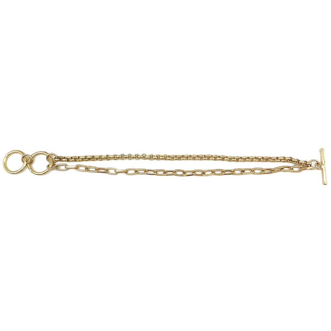 Brass Chain-Link Bracelet - Paperclip and Curb Chains