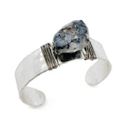 Banjara Hammered Cuff With Stone - Merlinite