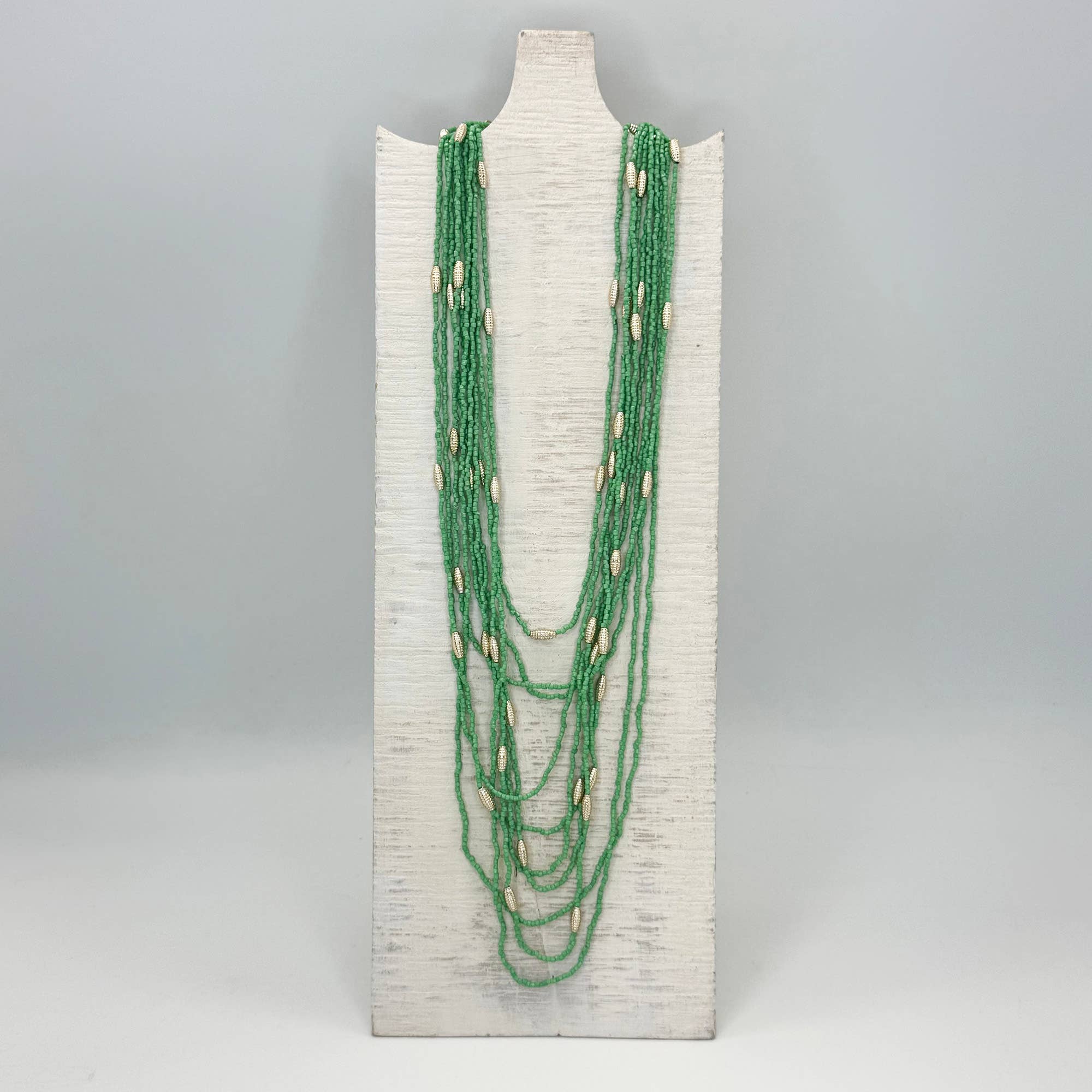 Seed Bead Multi-Strand Necklace - Sea Green