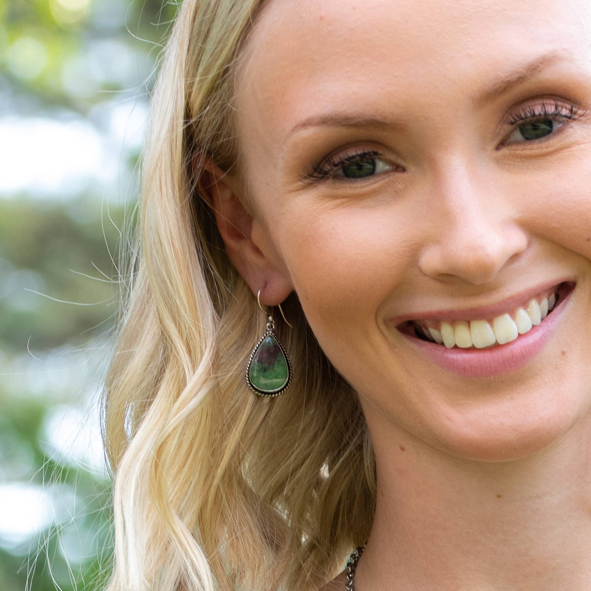 Kashi Semiprecious Stone Earrings - Ruby Zoisite